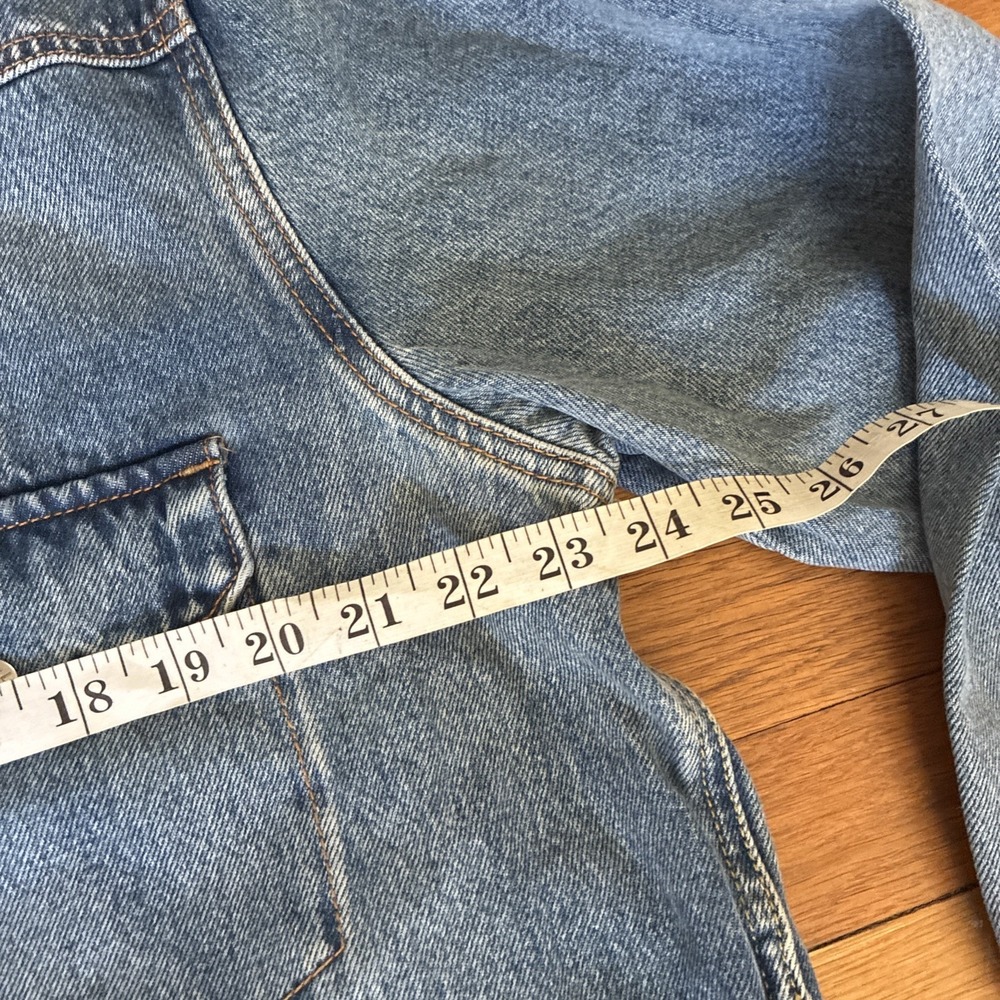 Levi's Western Shorthorn Trucker Jacket Sz L Blue Dark Wash Denim Relaxed NWT ! - Picture 7 of 16